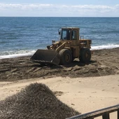 Imagen de archivo de aportes de arena anteriores en las playas de Marbella Imagen de archivo de aportes de arena anteriores en las playas de Marbella