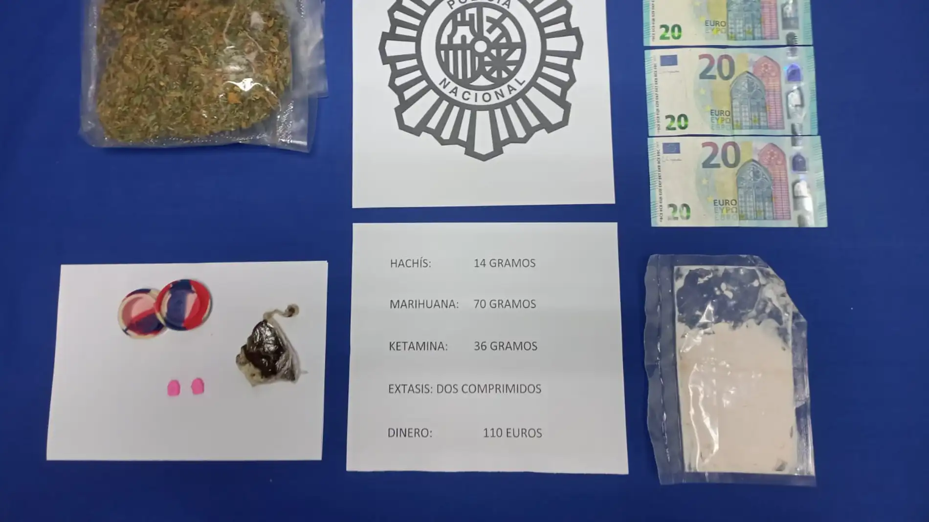 Imagen de las sustancias incautadas al segundo detenido.