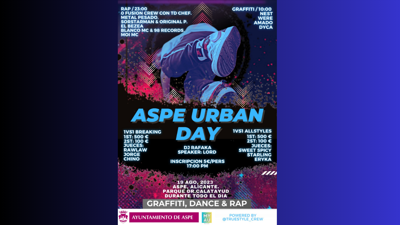 Aspe Urban Day llega por primera vez el 19 de agosto Aspe Urban Day llega por primera vez el 19 de agosto
