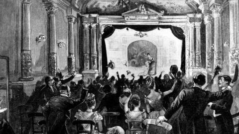 Grabado antiguo de un teatro