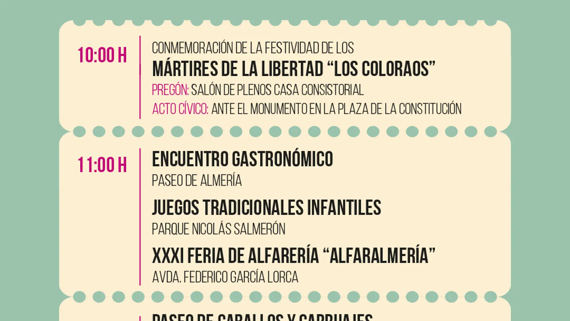 Feria de Almería 2023: programación del jueves, 24 de agosto