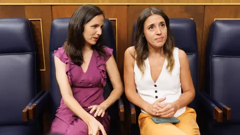 Belarra y Montero en el Congreso de los Diputados, el pasado 17 de agosto. Belarra y Montero en el Congreso de los Diputados, el pasado 17 de agosto.