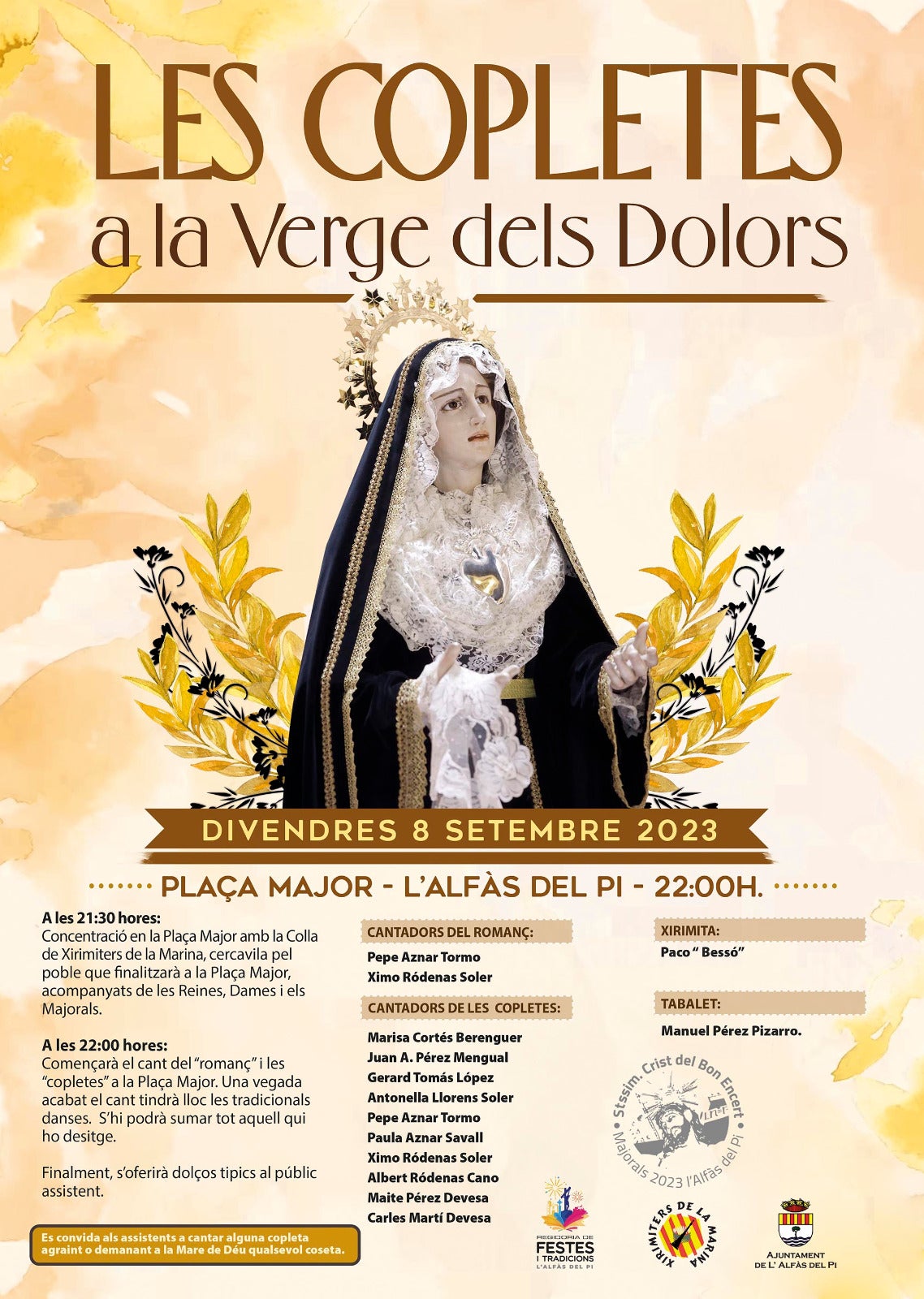 El 8 de septiembre l'Alfàs del Pi acoge en la Plaza Mayor la jornada festiva de cantos antiguos El 8 de septiembre l'Alfàs del Pi acoge en la Plaza Mayor la jornada festiva de cantos antiguos