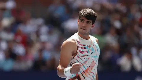 Carlos Alcaraz durante su partido contra Evans en el US Open 2023 Carlos Alcaraz durante su partido contra Evans en el US Open 2023