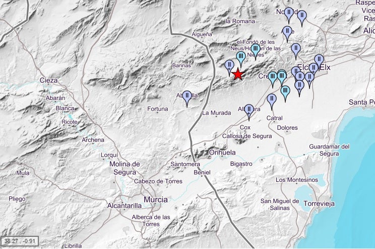 Dos terremotos en Crevillent y Hondón de los Frailes se dejan sentir en distintas áreas de las comarcas del Vinalopó Dos terremotos en Crevillent y Hondón de los Frailes se dejan sentir en distintas áreas de las comarcas del Vinalopó
