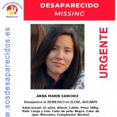 SOS Desaparecidos pide ayuda para localizar a una joven de Elche en paradero desconocido desde hace diez días