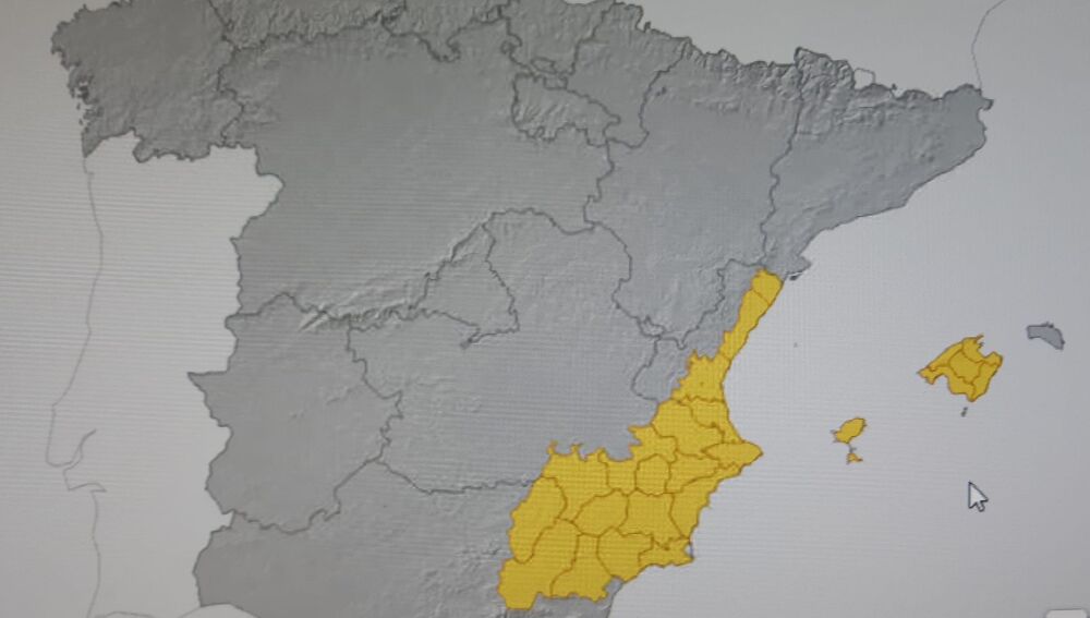 El mapa de avisos para el martes 