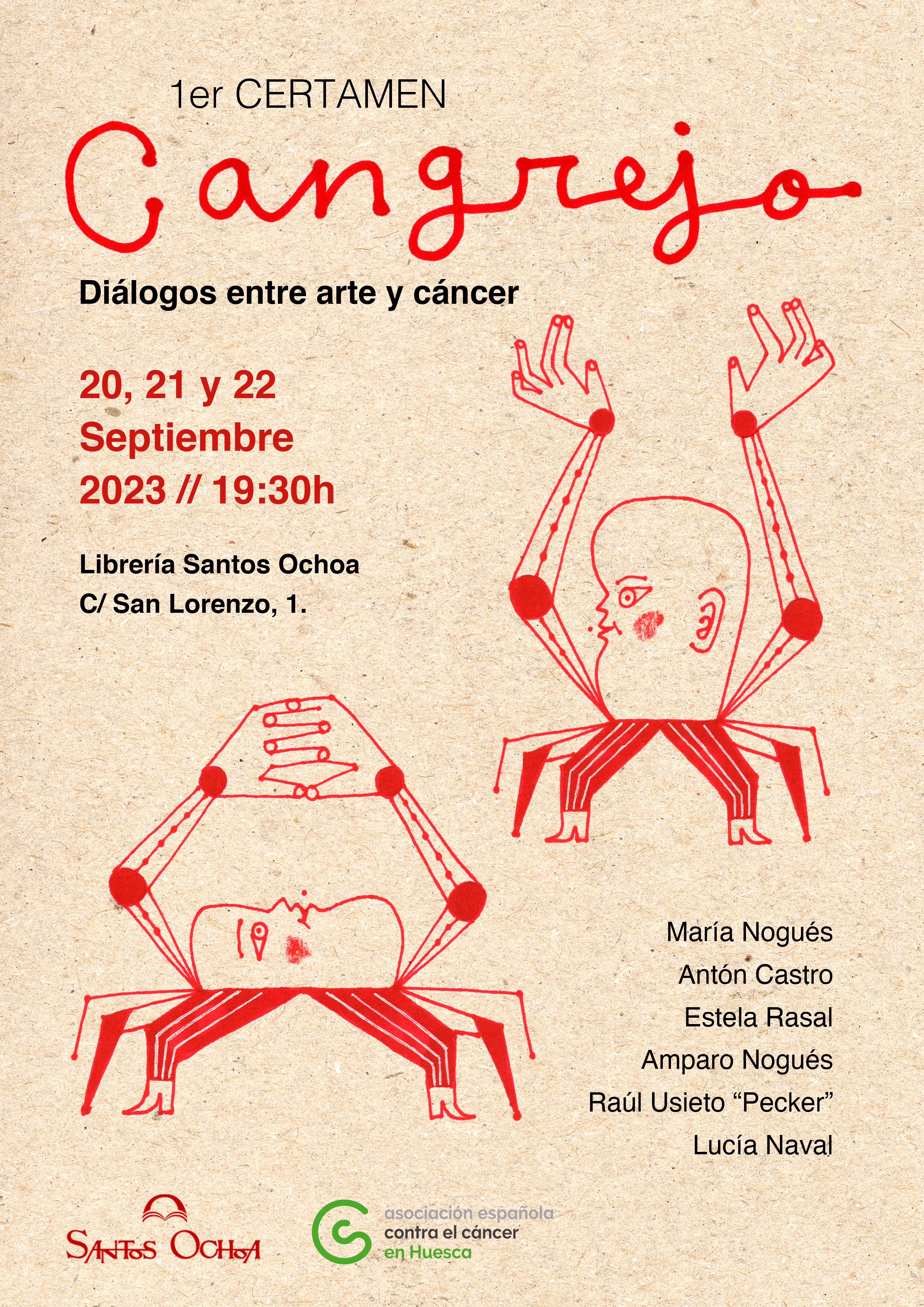 Tres diálogos en el primer Certamen Cangrejo en Huesca Tres diálogos en el primer Certamen Cangrejo en Huesca