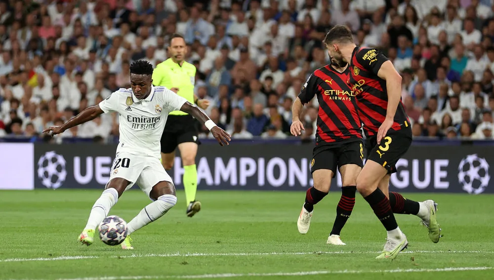 Vinicius durante el Real Madrid - Manchester City Vinicius durante el Real Madrid - Manchester City