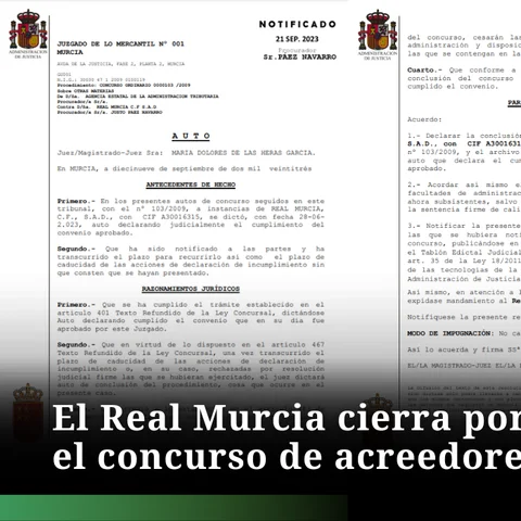 El Real Murcia cierra por completo el concurso de acreedores