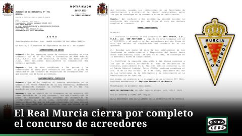 El Real Murcia cierra por completo el concurso de acreedores