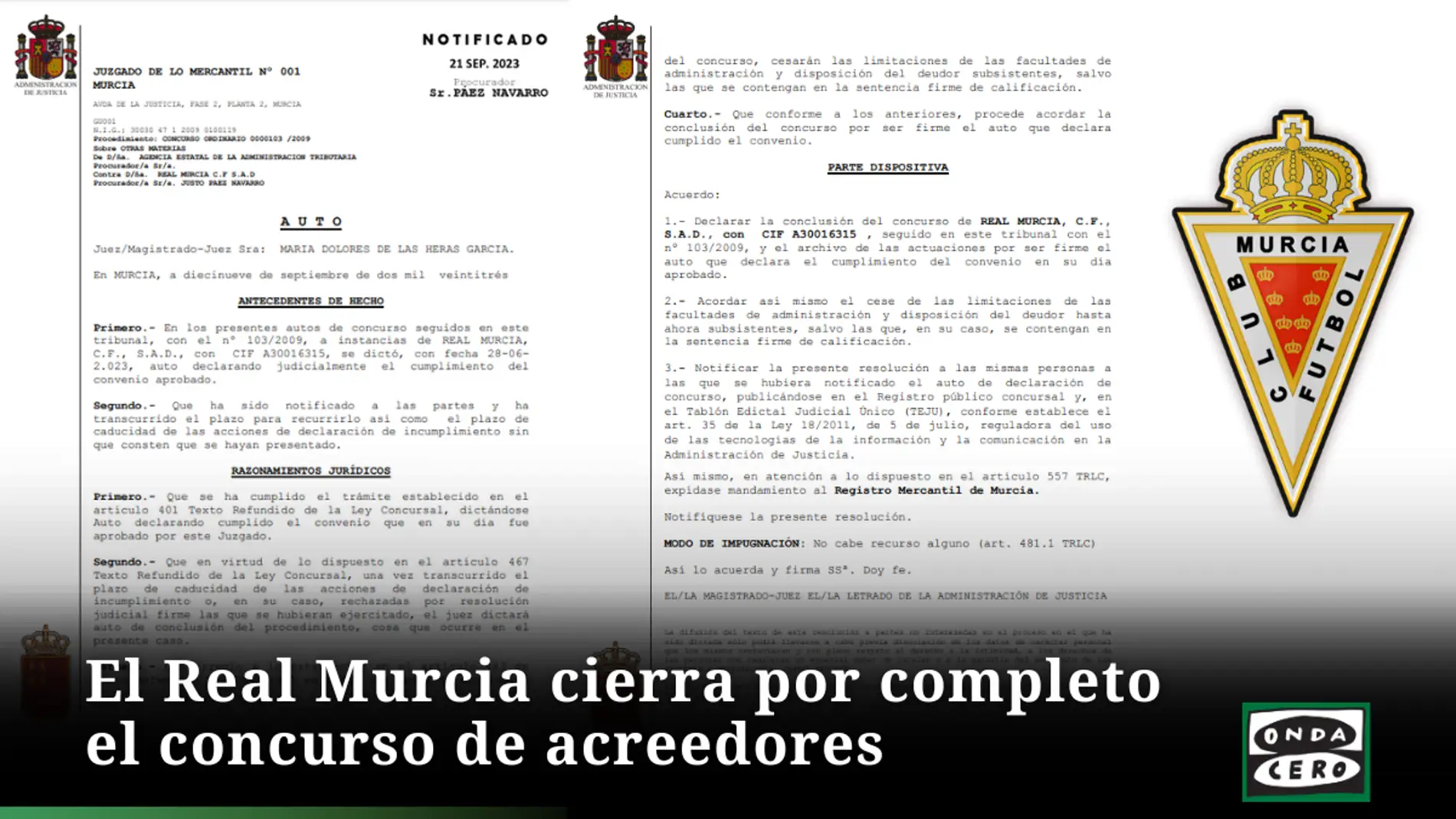 El Real Murcia cierra por completo el concurso de acreedores