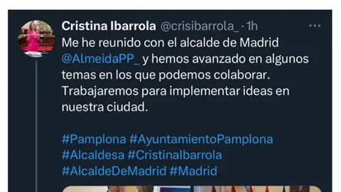 Javier Abrego aclara la polémica con el tweet de Cristina Ibarrola Javier Abrego aclara la polémica con el tweet de Cristina Ibarrola