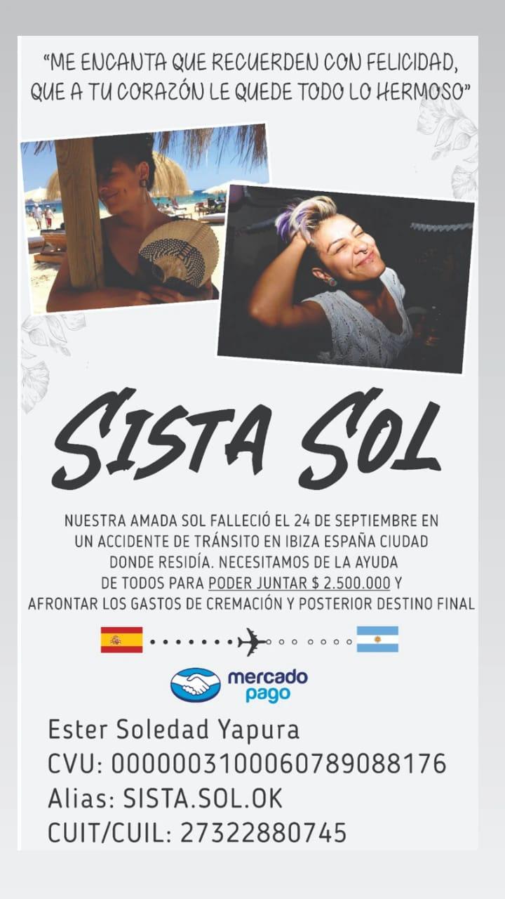 La familia de la mujer atropellada en Ibiza lanzan una campaña para repatriar sus restos a Argentina La familia de la mujer atropellada en Ibiza lanzan una campaña para repatriar sus restos a Argentina