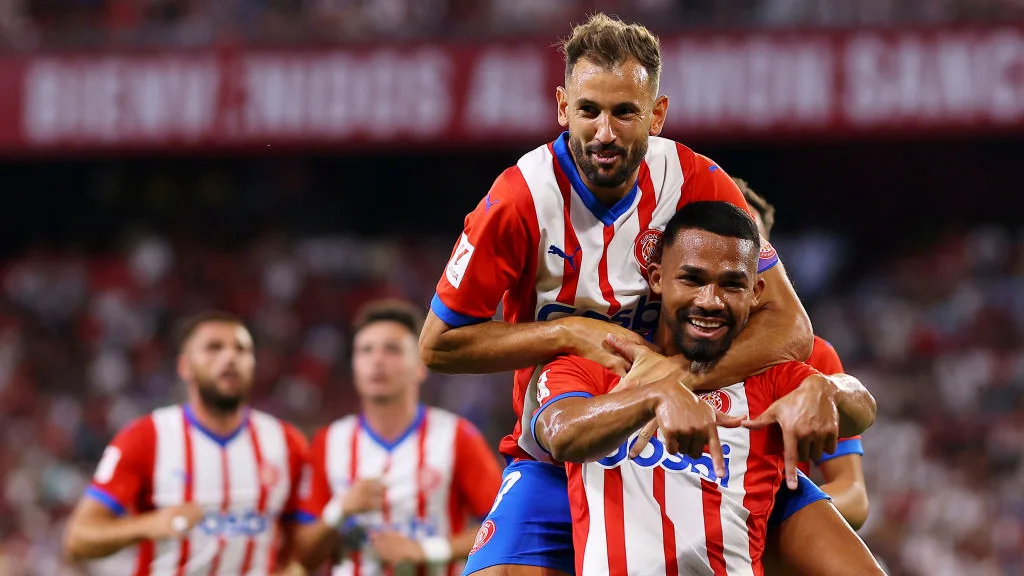 Los jugadores del Girona celebran una victoria