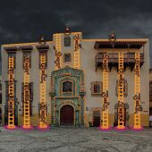 Fachada de la Casa de Colón con la instalación 'Escalera al cielo', de la artista Betsabée Romero
