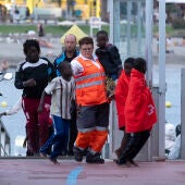 Un cayuco ha llegado este domingo por la tarde al puerto de Los Cristianos (Tenerife) con 71 personas a bordo, entre ellos doce mujeres, nueve niños y dos bebés