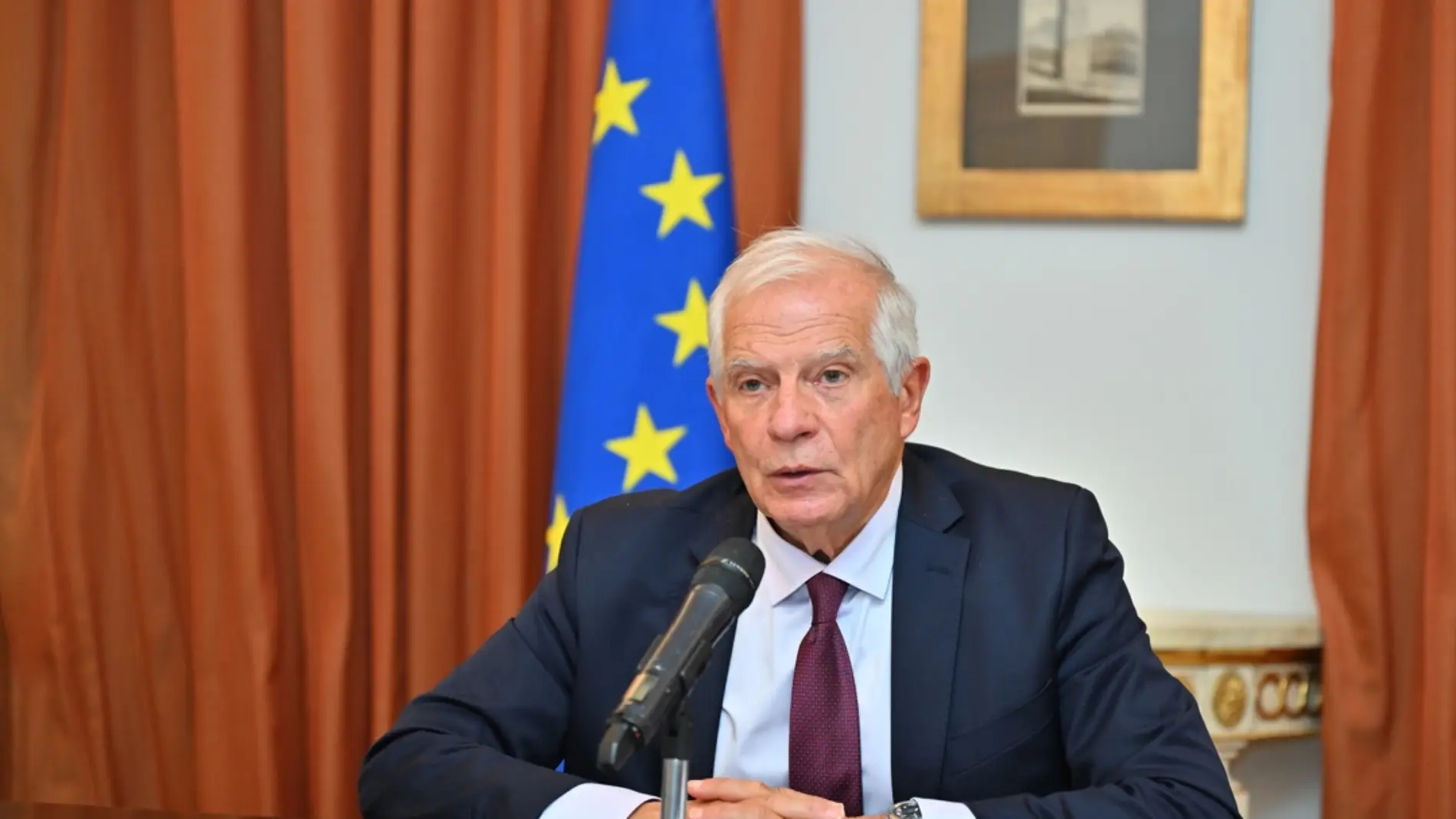 El Alto Representante de la Unión Europea en Política Exterior, Josep Borrell, durante una rueda de prensa
