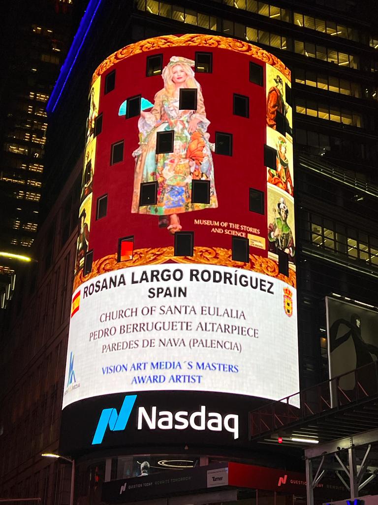 El retablo mayor de Santa Eulalia luce en el Nasdaq de New York El retablo mayor de Santa Eulalia luce en el Nasdaq de New York