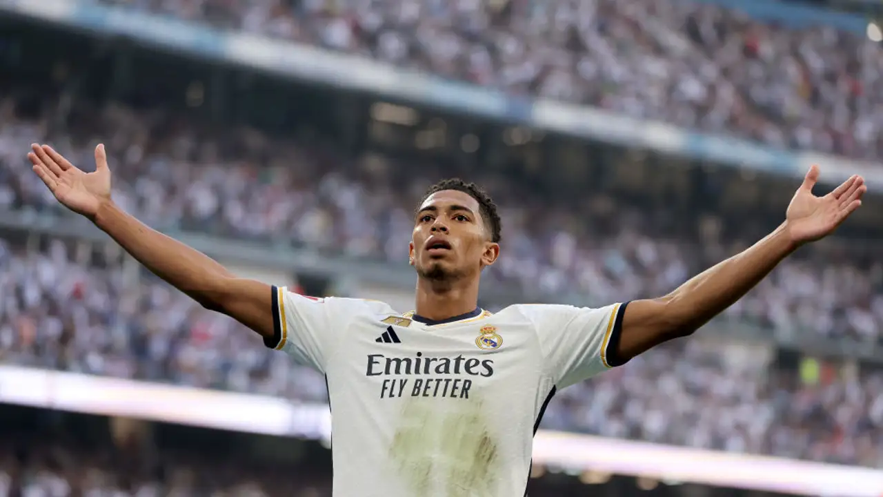 Jude Bellingham celebra un gol en el Santiago Bernabéu Jude Bellingham celebra un gol en el Santiago Bernabéu