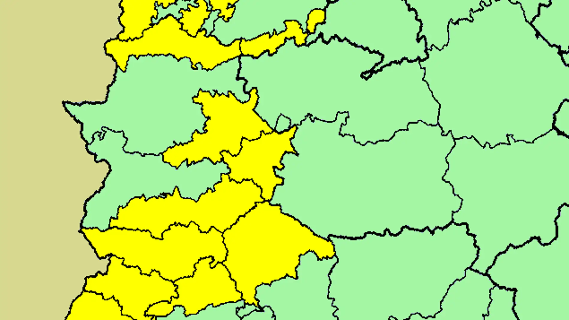 La AEMET mantiene el aviso amarillo por lluvias este martes en el norte cacereño y suma alertas por vientos en 5 comarcas 