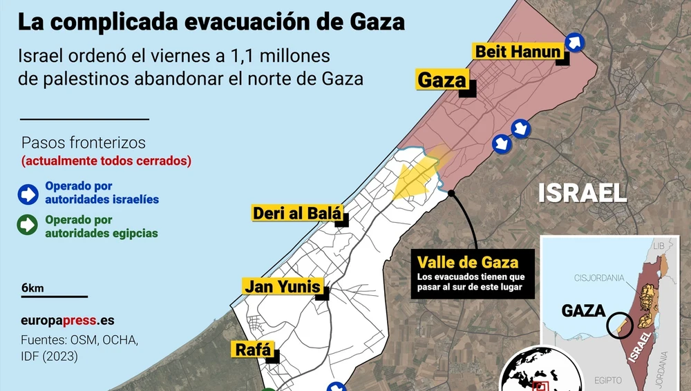 MAPA| La complicada evacuación de Gaza 