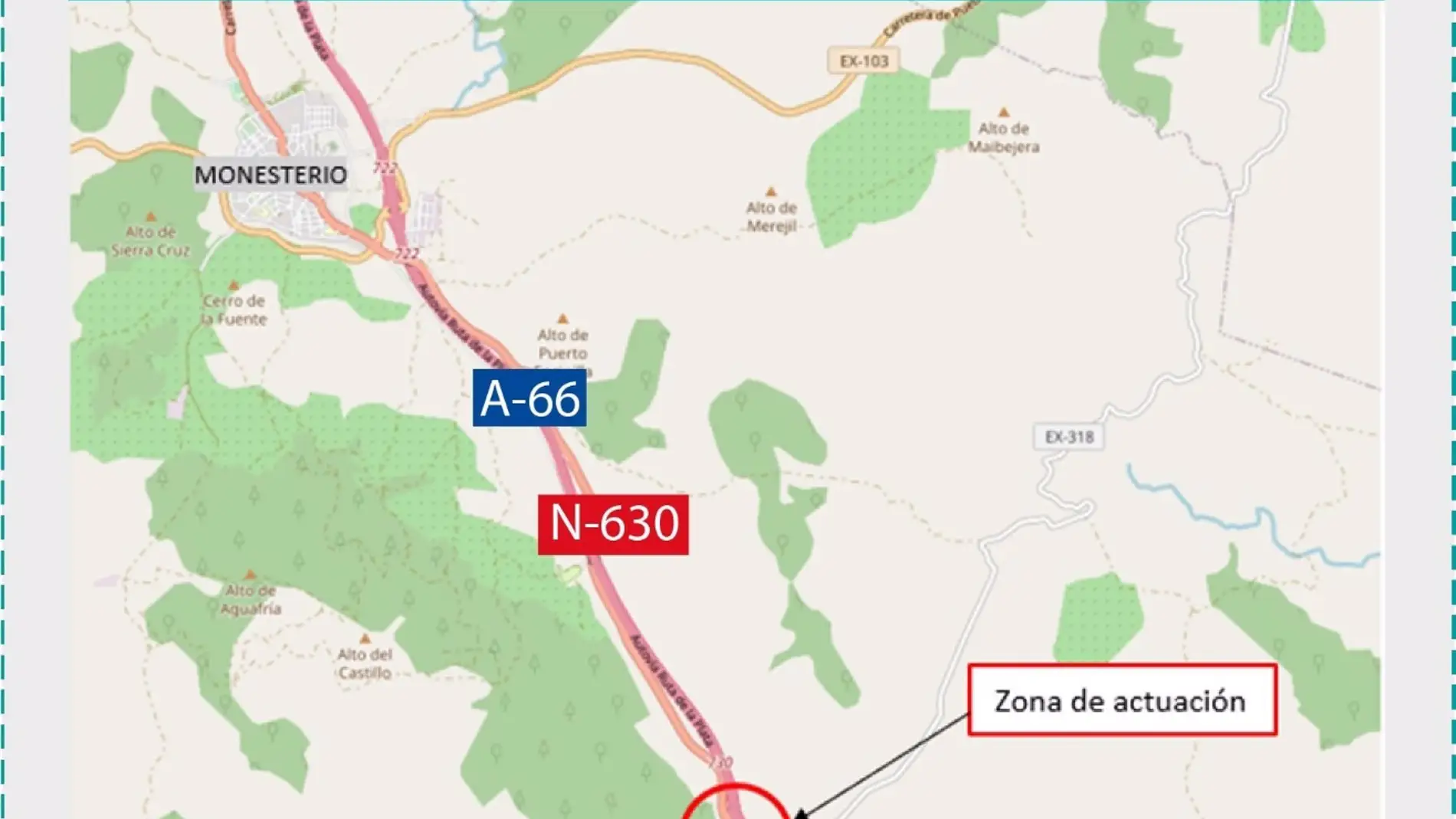 Aprobado definitivamente el proyecto de trazado que modifica el enlace entre la A-66 y la N-630, en Monesterio