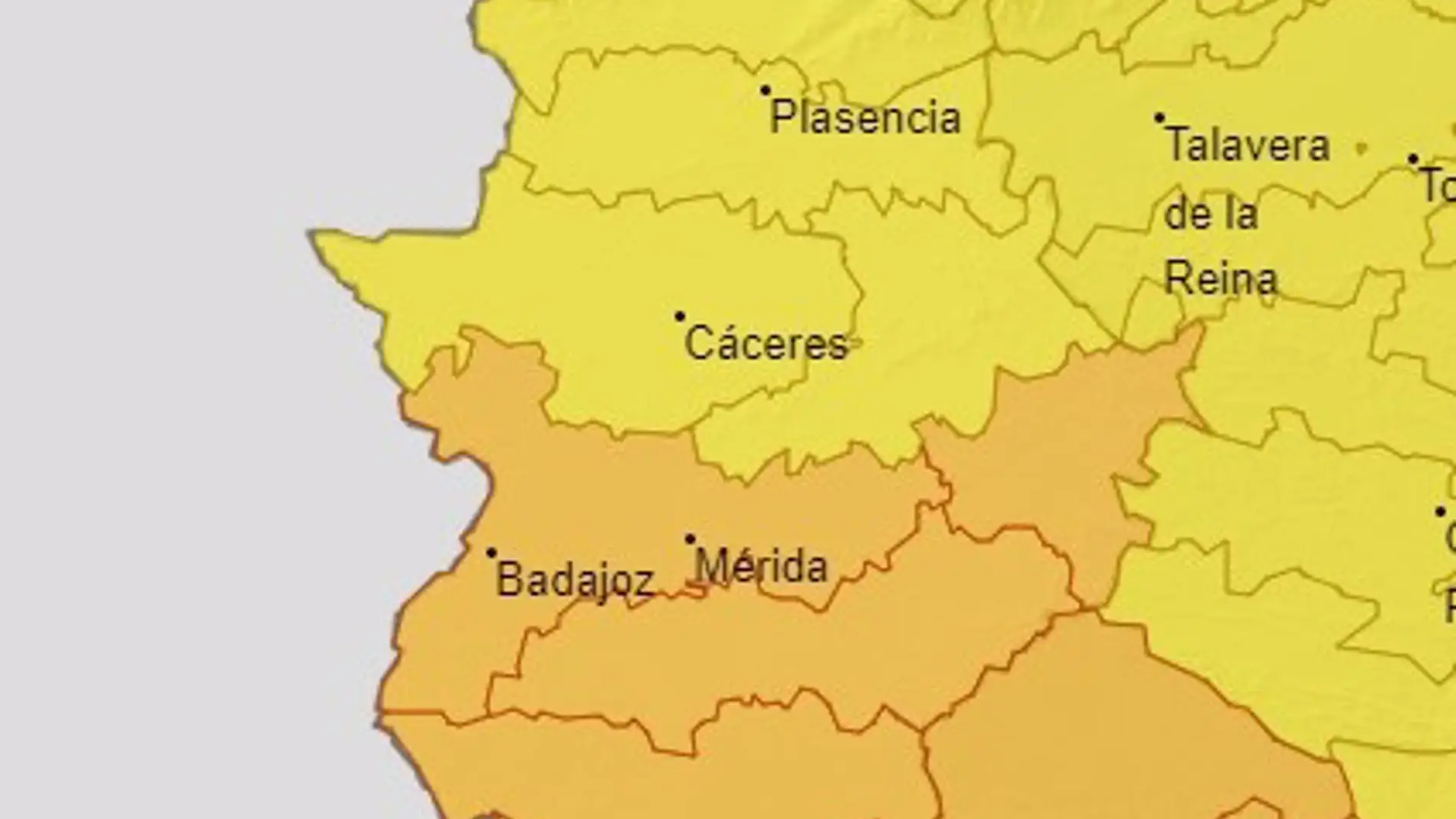 La provincia de Badajoz en Alerta Naranja y la cacereña en Alerta Amarilla este jueves por lluvias 