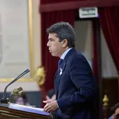 El 'president' de la Generalitat valenciana, Carlos Mazón, interviene durante un debate tras la Comisión General de las Comunidades Autónomas, en el Senado. El 'president' de la Generalitat valenciana, Carlos Mazón, interviene durante un debate tras la Comisión General de las Comunidades Autónomas, en el Senado.