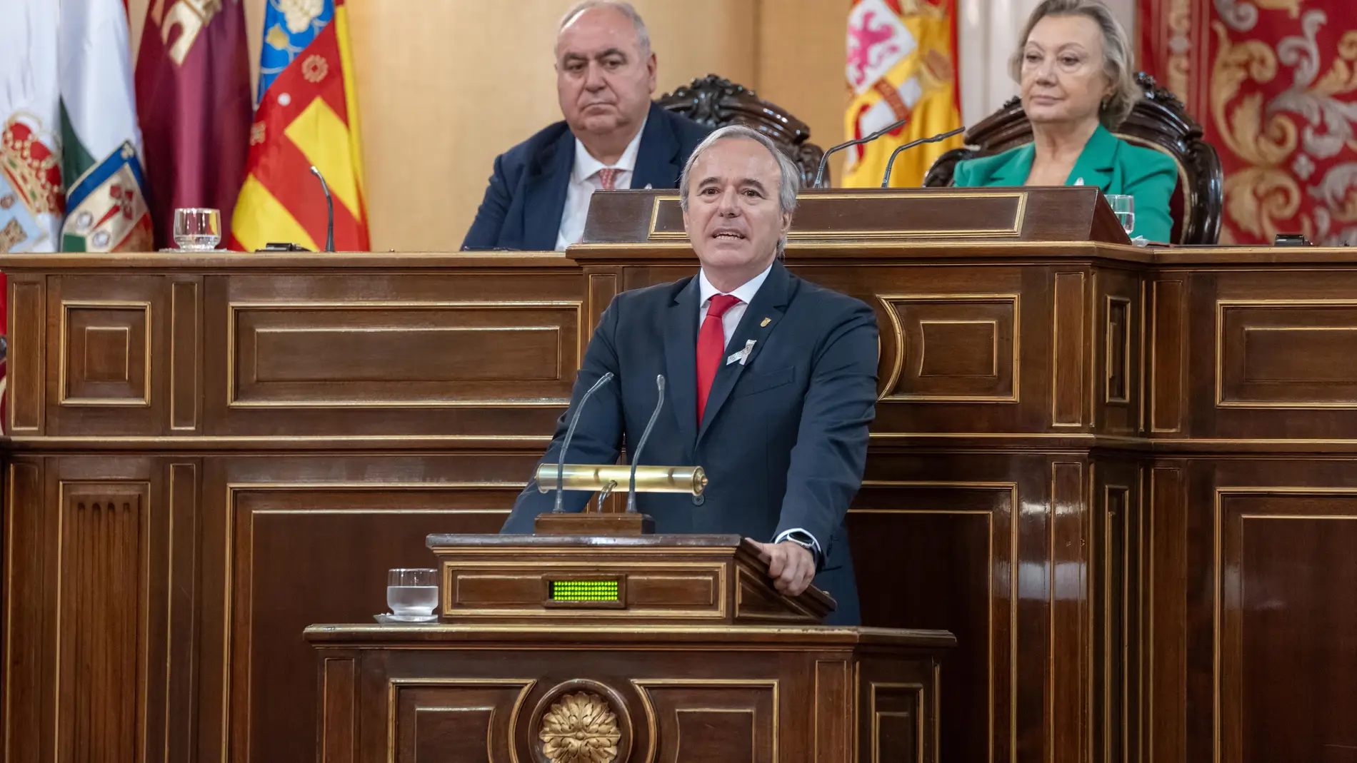 El presidente Azcón durante su intervención en el Senado