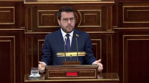 Pere Aragon&eacute;s, durante su intervenci&oacute;n en el Senado