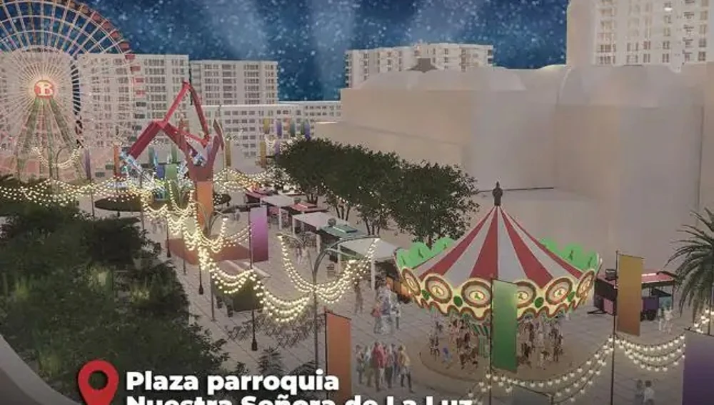 Recreación digital de como quedará la feria en la Plaza de las luz en los Carnavales de Las Palmas de G.C. de 2024