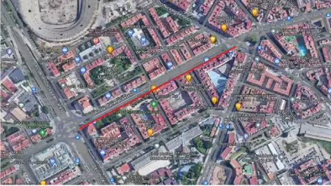 En rojo, el itinerario del nuevo carril bici obras
