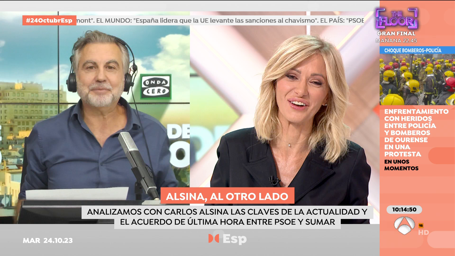 Alsina, sobre el acuerdo PSOE-Sumar: "El programa de gobierno está supeditado a la mayoría parlamentaria de derechas" Alsina, sobre el acuerdo PSOE-Sumar: "El programa de gobierno está supeditado a la mayoría parlamentaria de derechas"