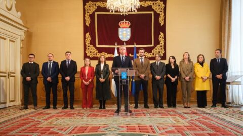Imagen de la lectura de la declaración institucional de la Xunta de Galicia. Imagen: Xunta.