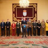 Imagen de la lectura de la declaración institucional de la Xunta de Galicia. Imagen: Xunta.
