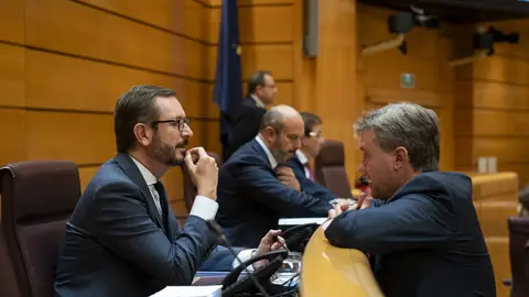 El portavoz del PP en el Senado, Javier Maroto, durante una sesión plenaria en el Senado El portavoz del PP en el Senado, Javier Maroto, durante una sesión plenaria en el Senado