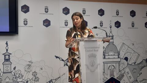 Pilar Zamora durante la rueda de prensa