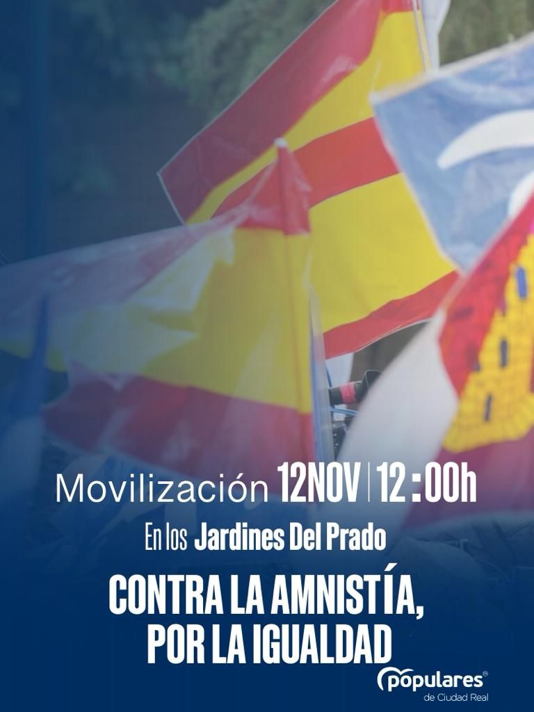 Llamamiento del PP para que los ciudadanos acudan al acto de Ciudad Real contra la "claudicación y humillación" del pacto PSOE-Junts Llamamiento del PP para que los ciudadanos acudan al acto de Ciudad Real contra la "claudicación y humillación" del pacto PSOE-Junts