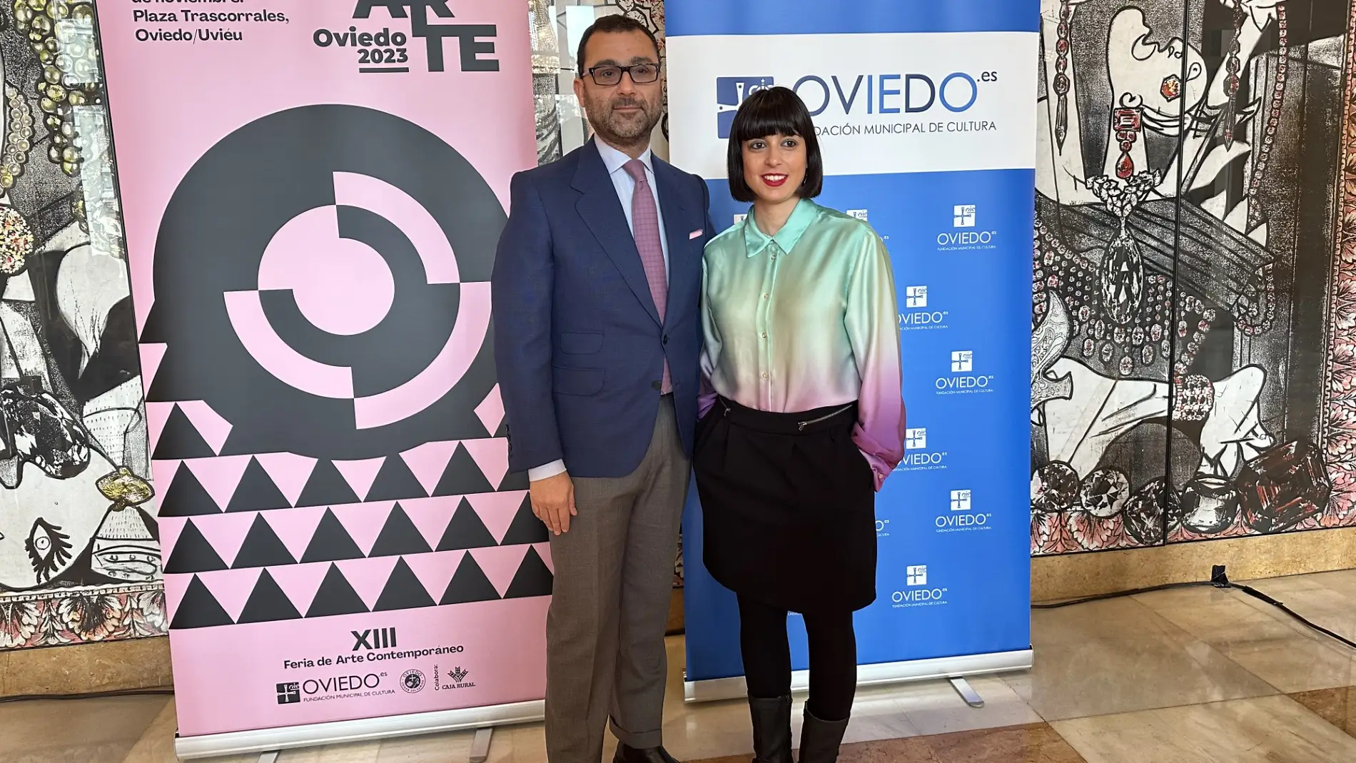 David Álvarez, concejal de Cultura, y Natalia Alonso, directora de ArteOviedo.