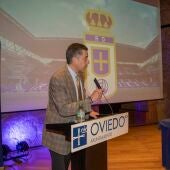 Martín Peláez, presidente del Real Oviedo, en una junta de accionistas