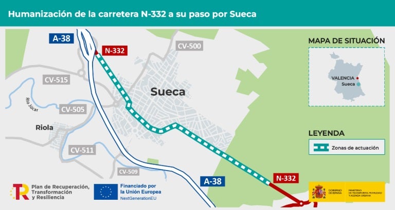El MITMA ha aprobado el trazado de humanización de la N-332 a su paso por Sueca El MITMA ha aprobado el trazado de humanización de la N-332 a su paso por Sueca