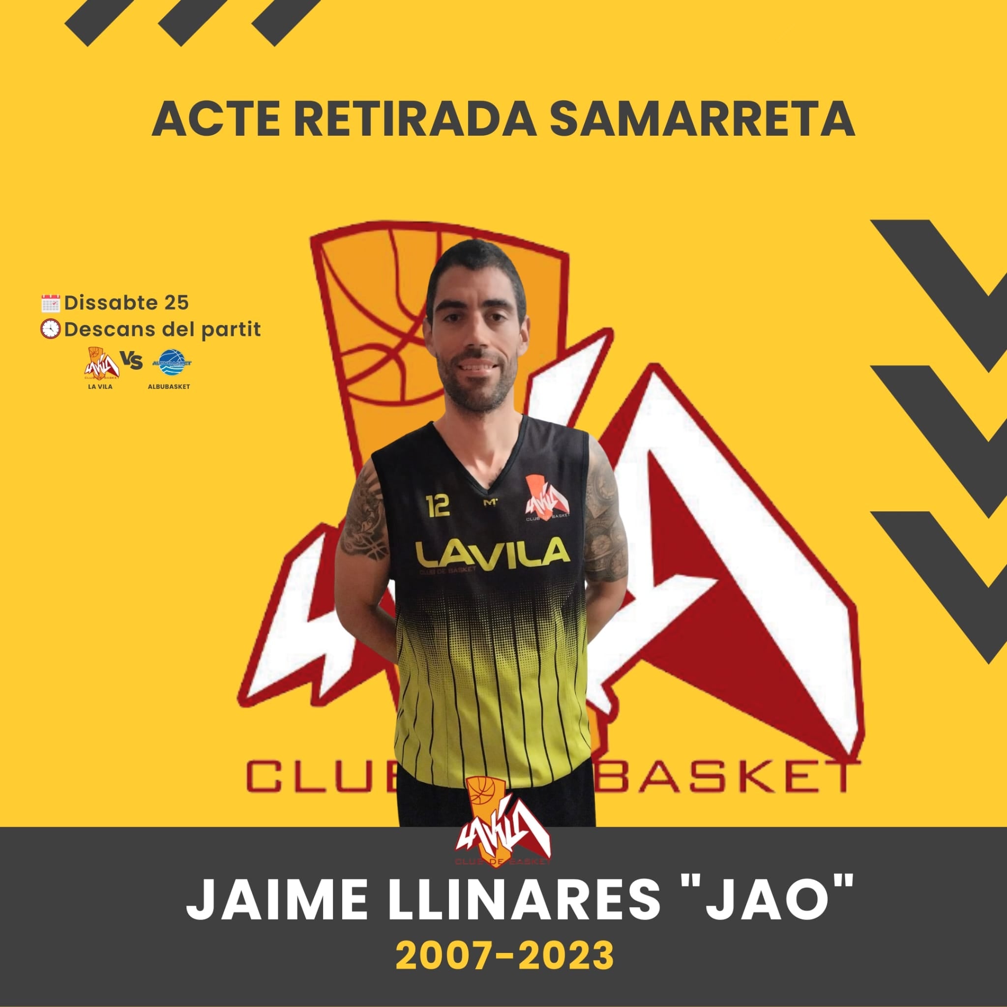 El Básket La Vila retira la camiseta de Jaime Llinares, 'Jao' El Básket La Vila retira la camiseta de Jaime Llinares, 'Jao'