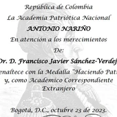 Nombramiento de Francisco Javier Sánchez-Verdejo Pérez como Académico Correspondiente Extranjero Nombramiento de Francisco Javier Sánchez-Verdejo Pérez como Académico Correspondiente Extranjero