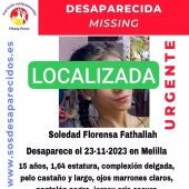 Localizada en Málaga la menor melillense desaparecida desde el pasado 23 de noviembre