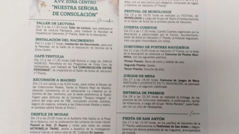 Programa Navidad 2023-2024 A.VV. 'Zona Centro' de Valdepe&ntilde;as