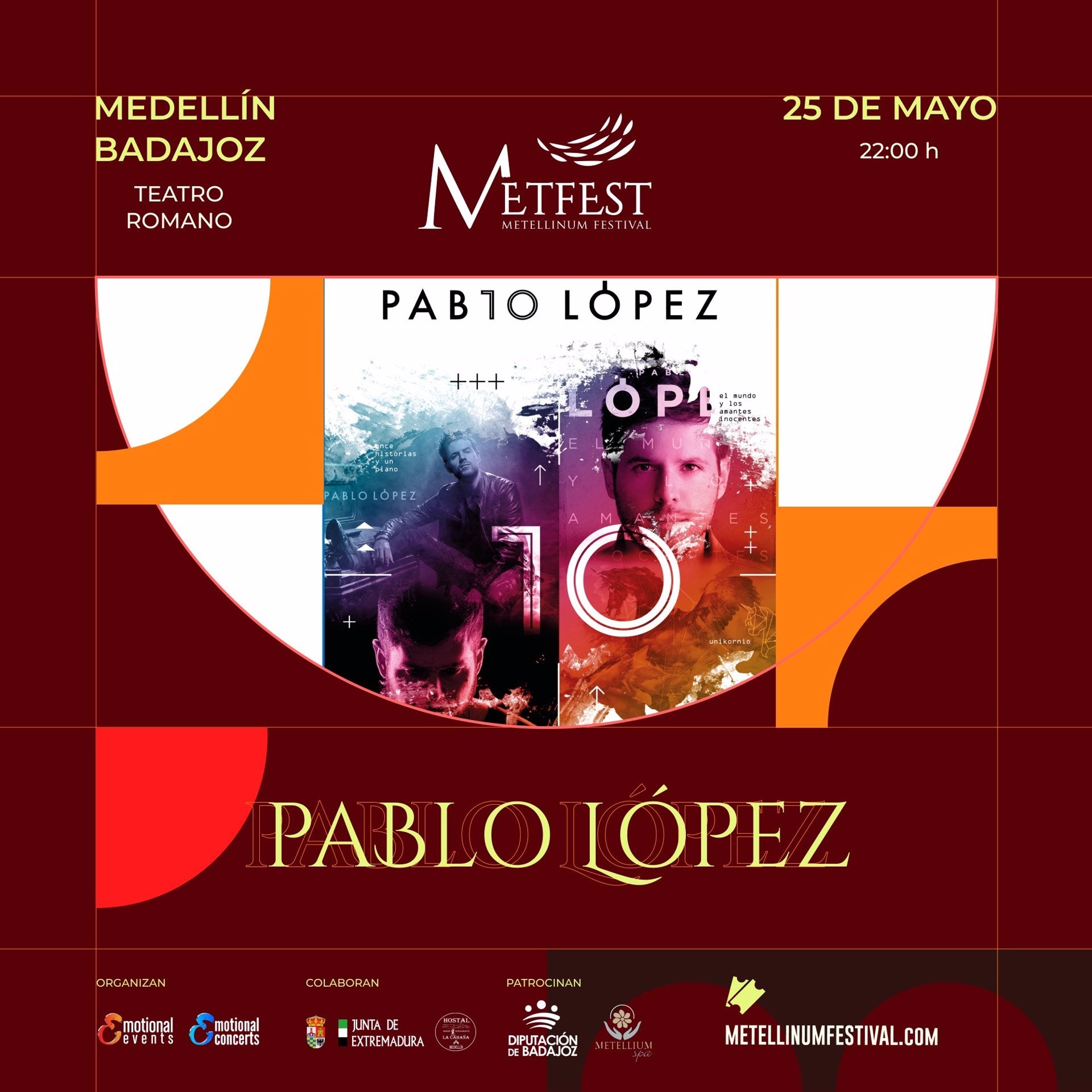 Pablo López cerrará el VII Metellinum Festival en el Teatro Romano de Medellín el 25 de mayo Pablo López cerrará el VII Metellinum Festival en el Teatro Romano de Medellín el 25 de mayo