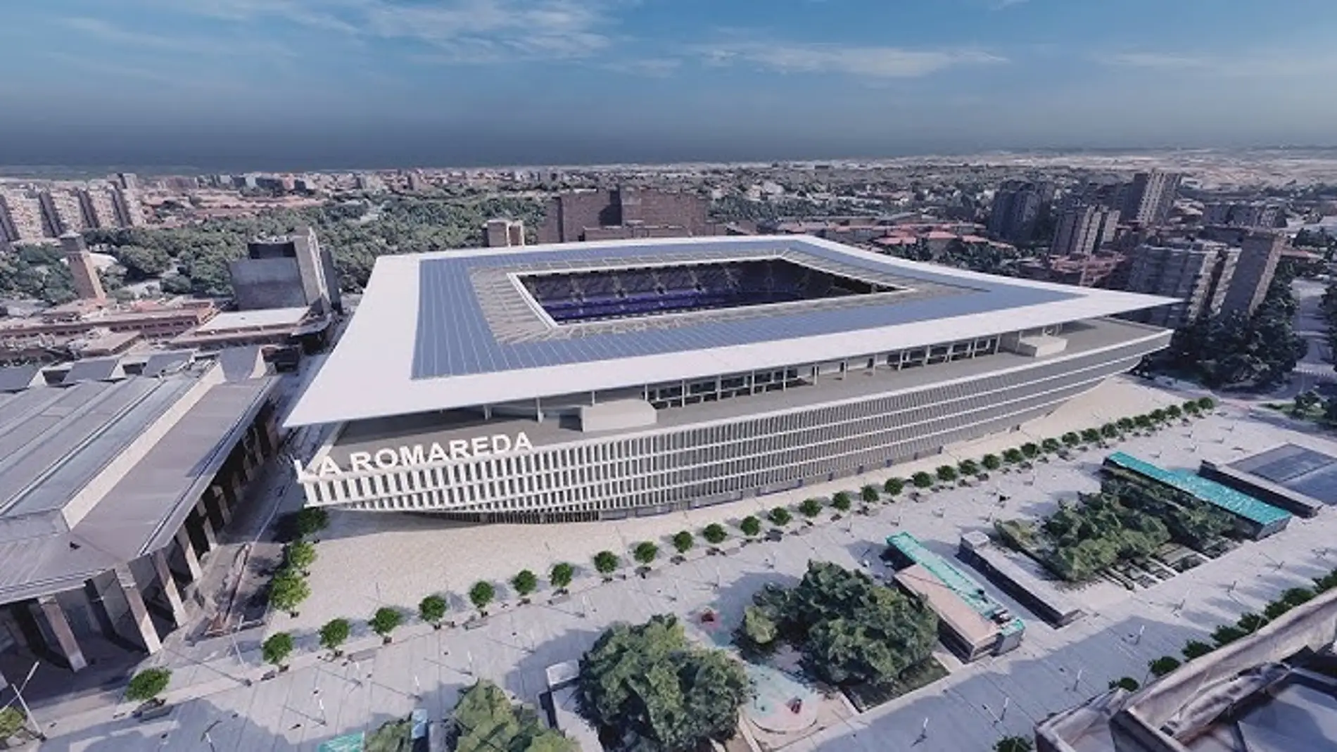 Recreación del futuro campo de fútbol de Zaragoza