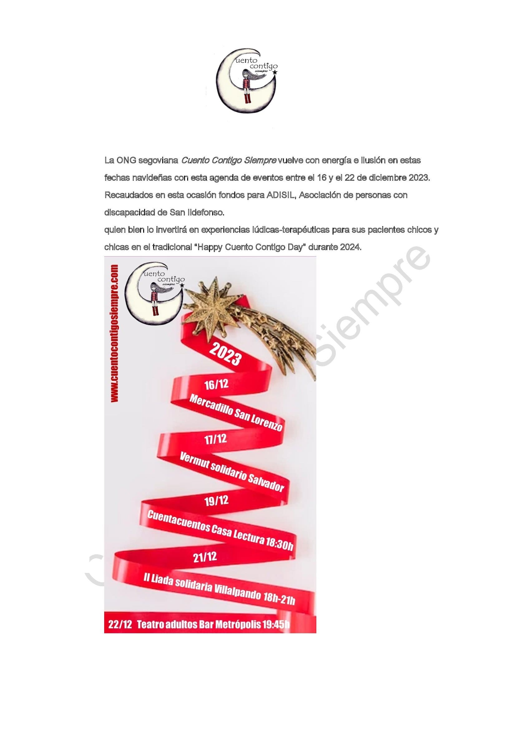 ‘Cuento contigo siempre’ recauda fondos para ADISIL ‘Cuento contigo siempre’ recauda fondos para ADISIL