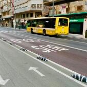 Autobús por la Gran Vía de Murcia